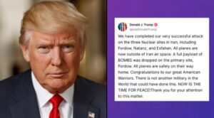 Trump anuncia ataques aéreos contra instalaciones nucleares en Irán: “¡Ahora es el momento de la paz!”